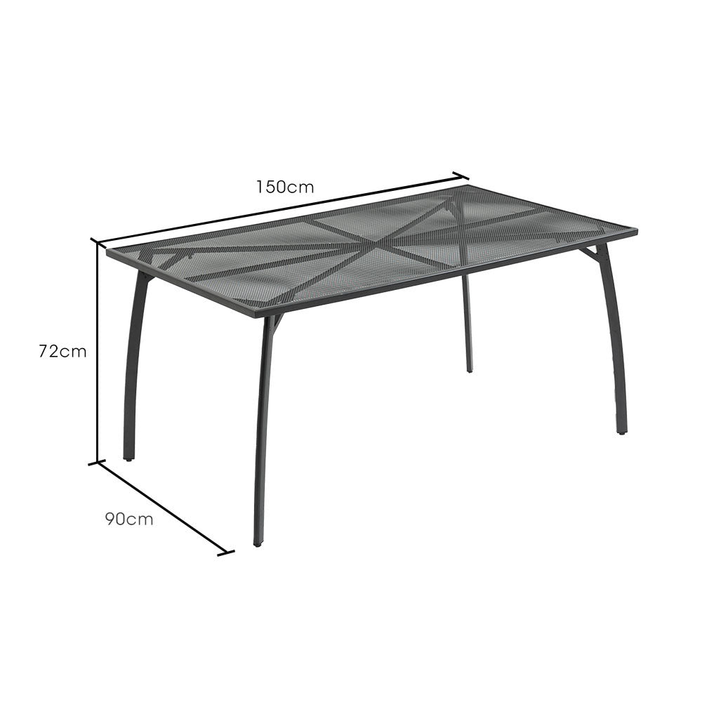 FORTIA 150x90cm Outdoor Dining Table, Rectangular, Furniture for Outside with E-coating Fortia