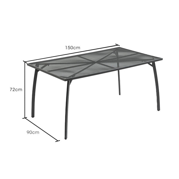 FORTIA 150x90cm Outdoor Dining Table, Rectangular, Furniture for Outside with E-coating Fortia