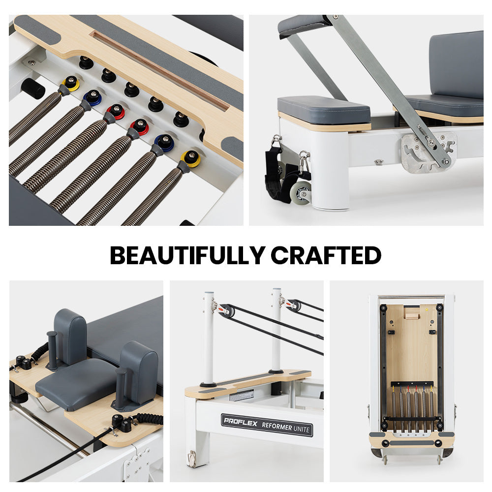 PROFLEX Aluminium Pilates Reformer Machine, Stretch Bed with box and jump board accessories Awezingly