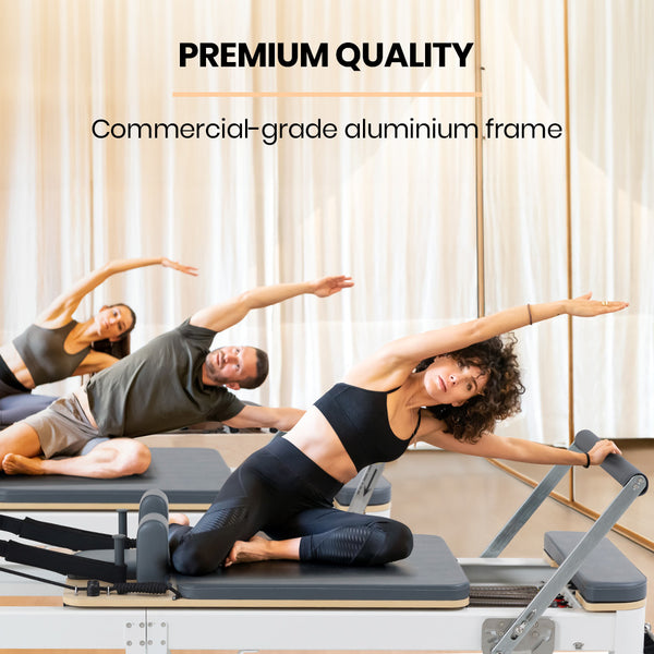 PROFLEX Aluminium Pilates Reformer Machine, Stretch Bed with box and jump board accessories Awezingly