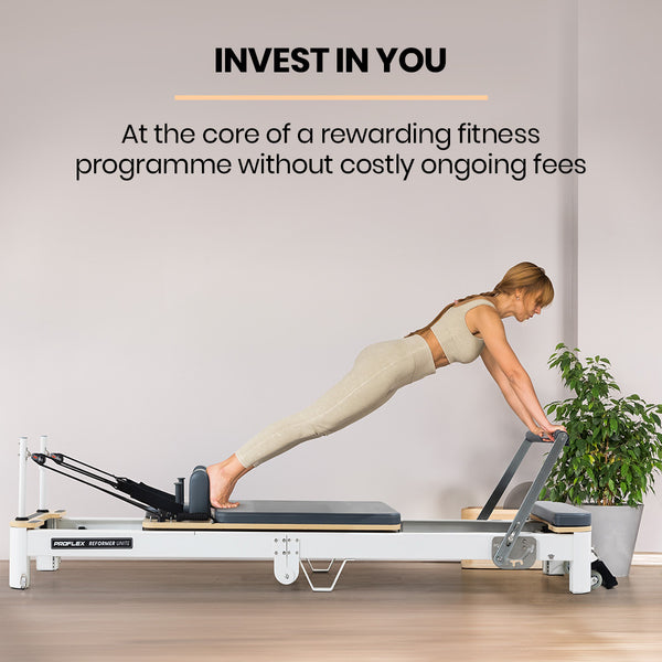 PROFLEX Aluminium Pilates Reformer Machine, Stretch Bed with box and jump board accessories Awezingly