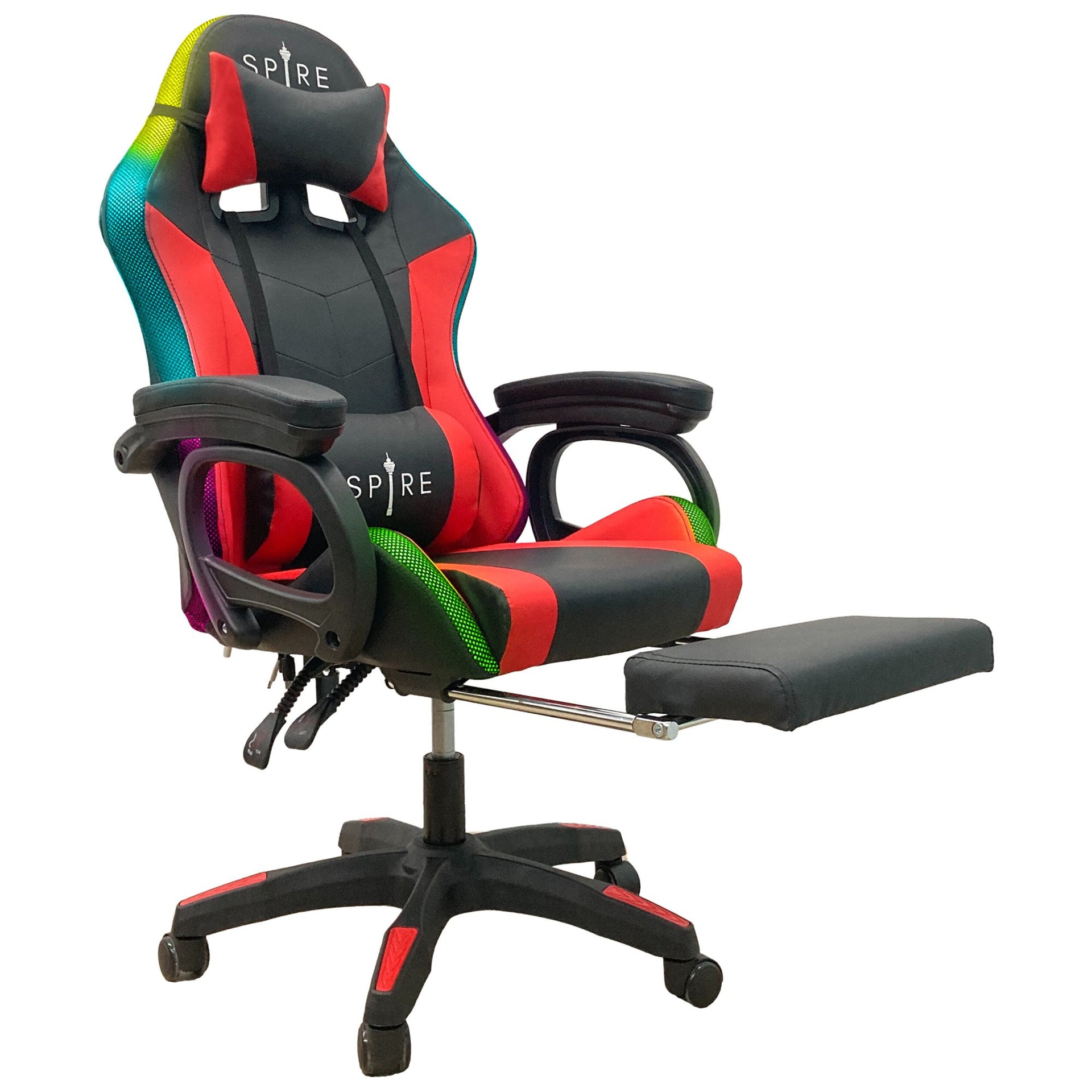 Intex Spire Onyx Led Massage Gaming Chair - Red And Black Intex