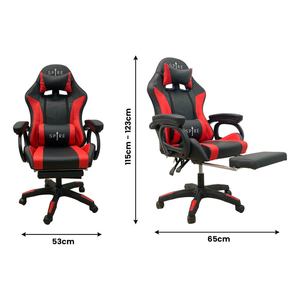 Intex Spire Onyx Led Massage Gaming Chair - Red And Black Intex