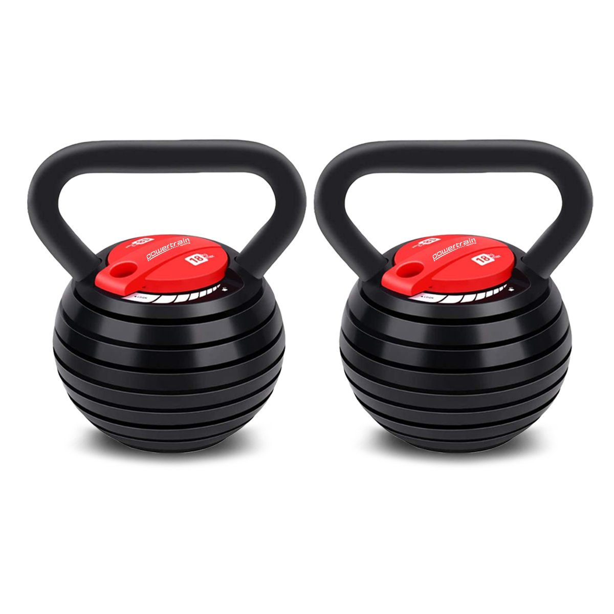 Powertrain 2x Adjustable Kettlebells Weights Dumbbell 18kg Powertrain