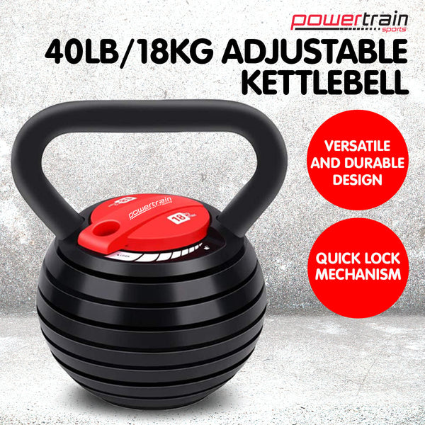 Powertrain Adjustable Kettle Bell Weights Dumbbell 18kg Powertrain