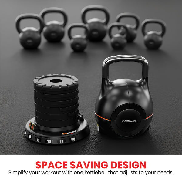Powertrain 40kg Adjustable Kettlebell One Hand Adjustment Weight Set