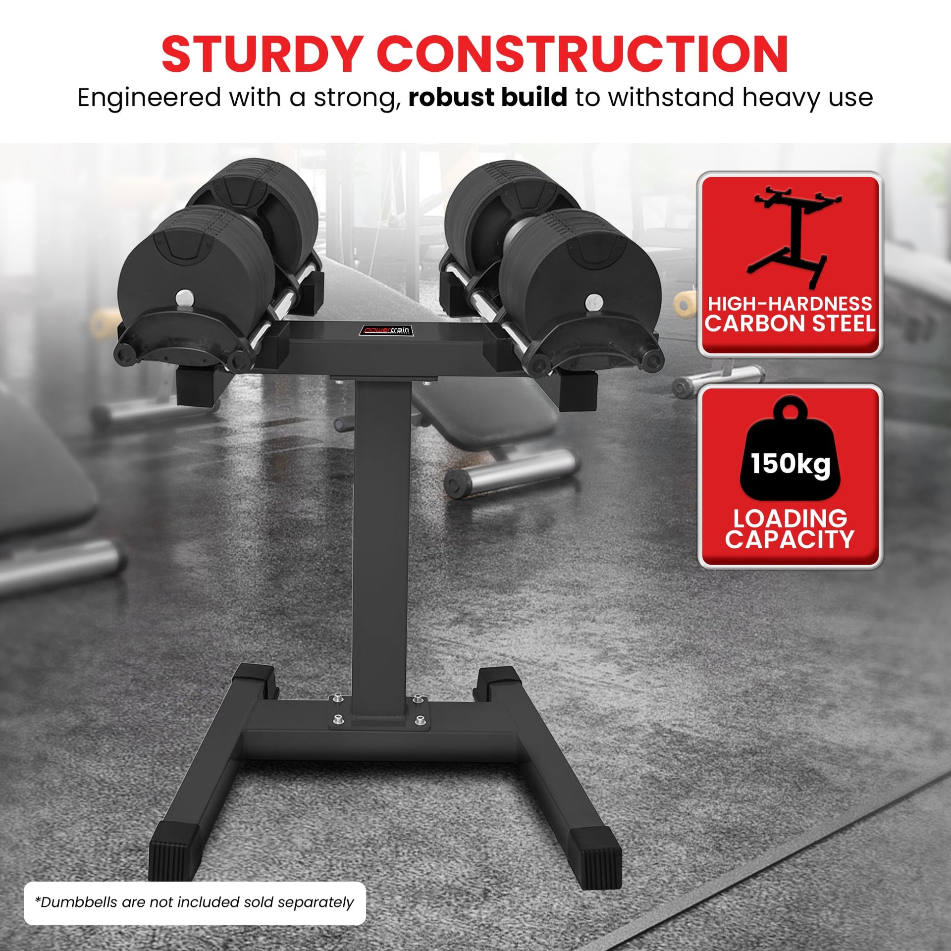 Powertrain 150Kg Adjustable Eon Dumbbell Stand Awezingly