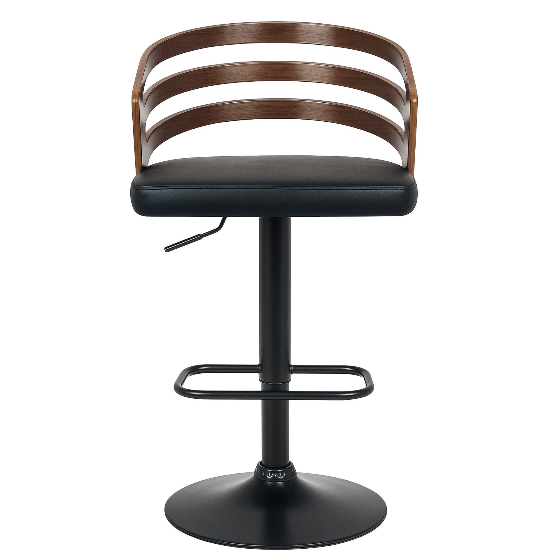 Sarantino Set Of 2 Bentwood Walnut Barstool Adjustable Height Swivel Footrest Sarantino