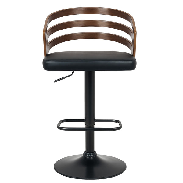 Sarantino Set Of 2 Bentwood Walnut Barstool Adjustable Height Swivel Footrest Sarantino