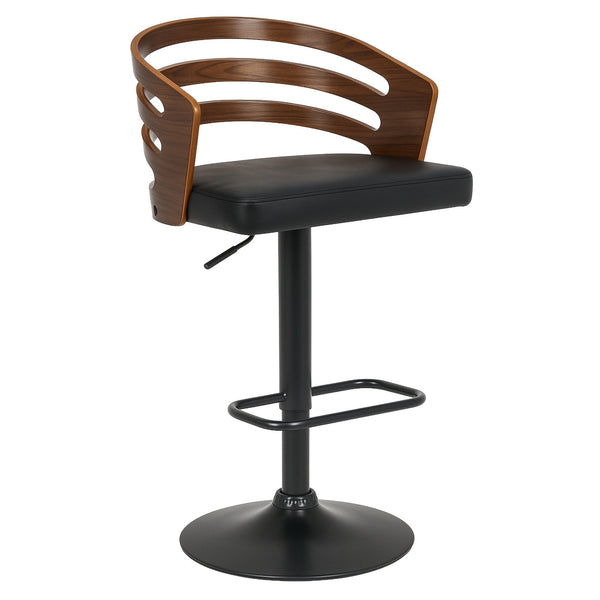 Sarantino Bentwood Walnut Barstool Leather Seat And Metal Base Awezingly