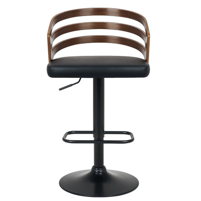 Sarantino Bentwood Walnut Barstool Leather Seat And Metal Base