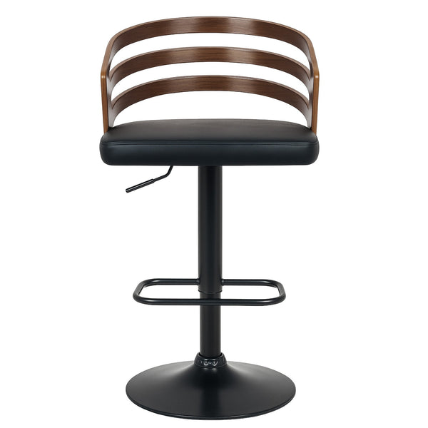 Sarantino Bentwood Walnut Barstool Leather Seat And Metal Base Awezingly