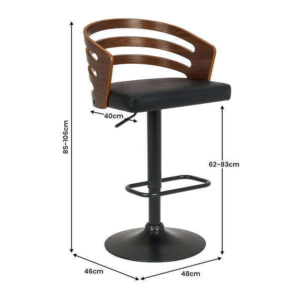 Sarantino Bentwood Walnut Barstool Leather Seat And Metal Base Awezingly