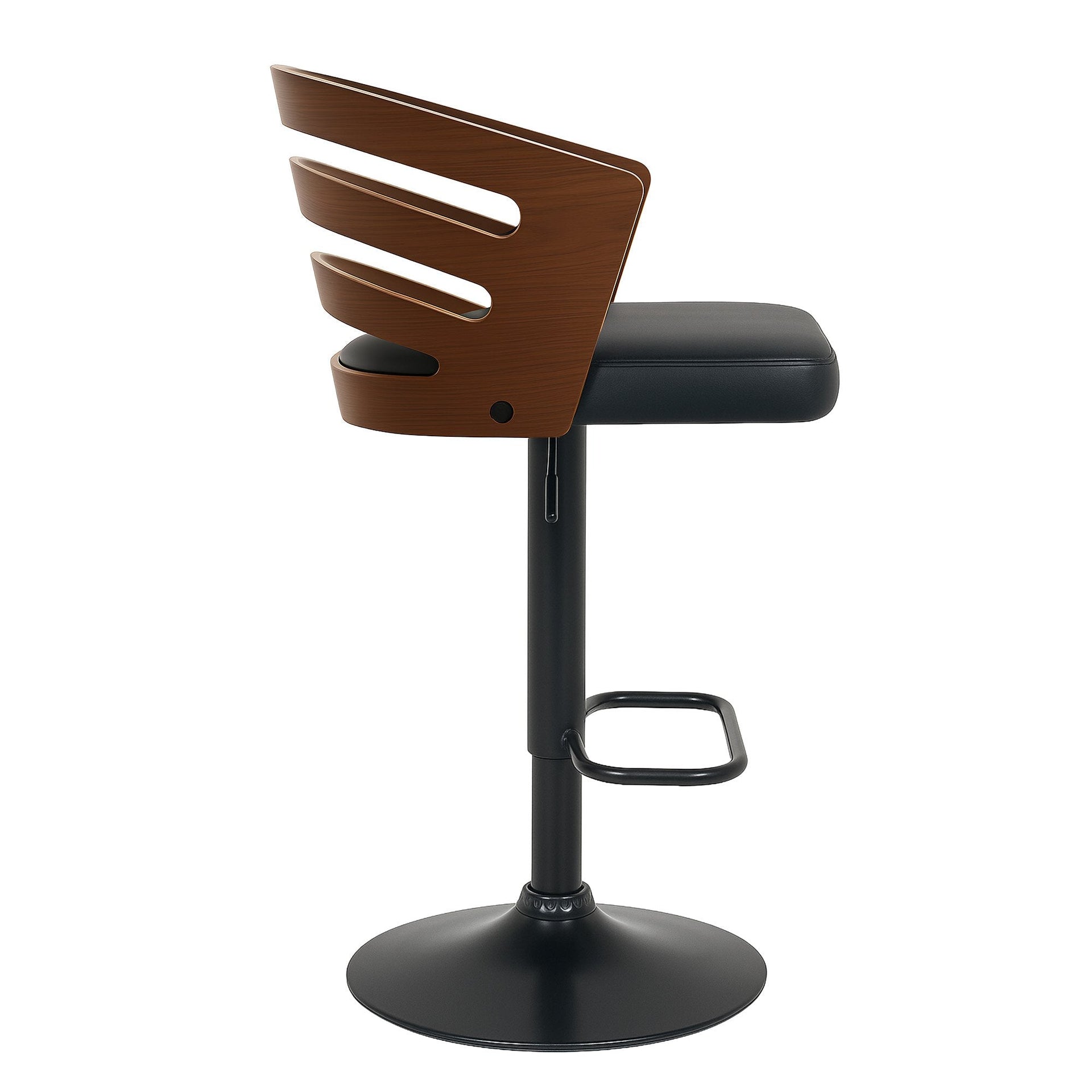 Sarantino Bentwood Walnut Barstool Leather Seat And Metal Base Awezingly