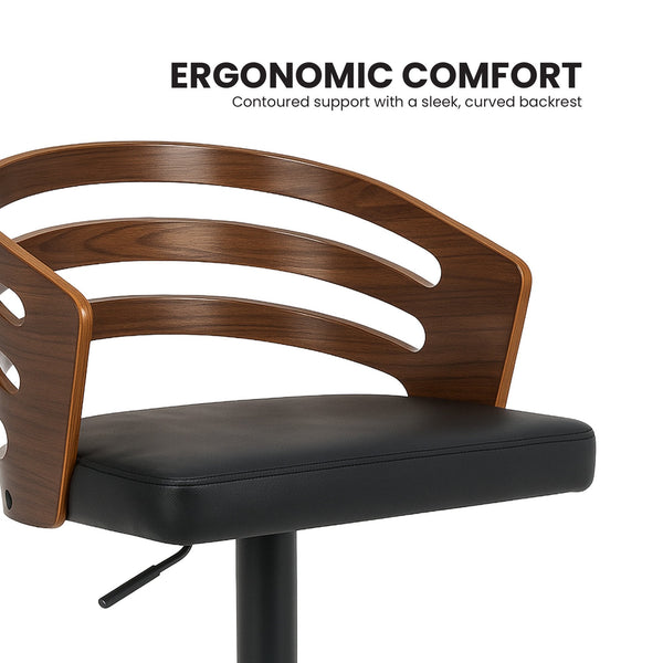 Sarantino Bentwood Walnut Barstool Leather Seat And Metal Base Awezingly