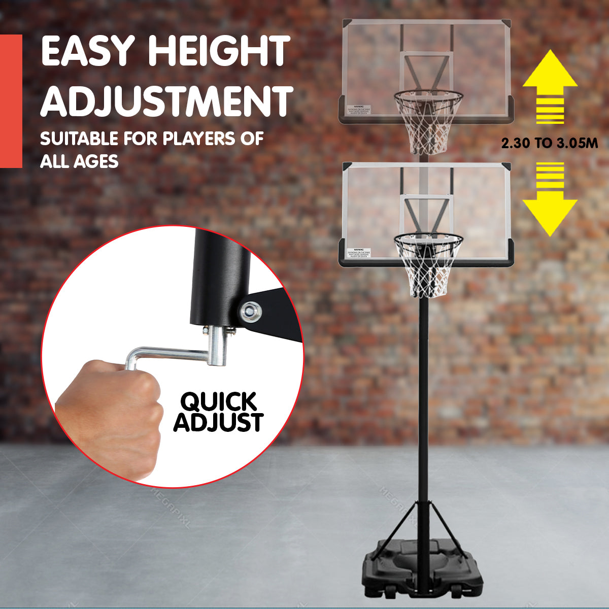 Kahuna Height-Adjustable Basketball Portable Hoop for Kids and Adults Kahuna