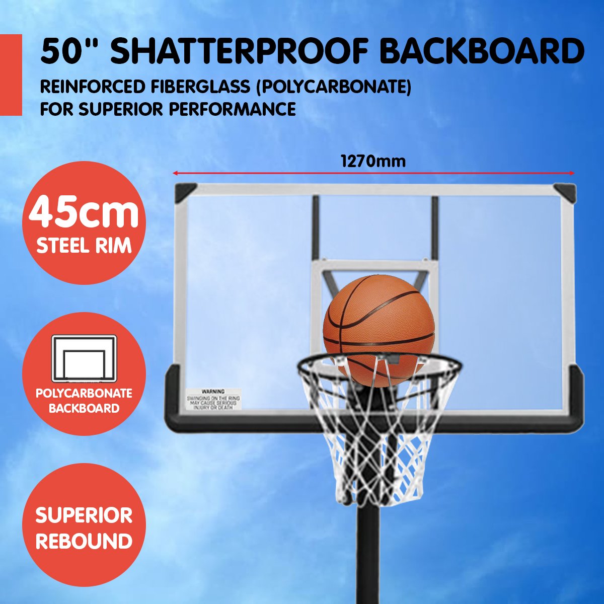 Kahuna Height-Adjustable Basketball Portable Hoop for Kids and Adults Kahuna