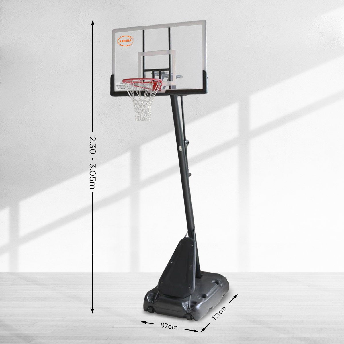 Kahuna Portable Basketball Hoop System 2.3 to 3.05m for Kids & Adults Kahuna