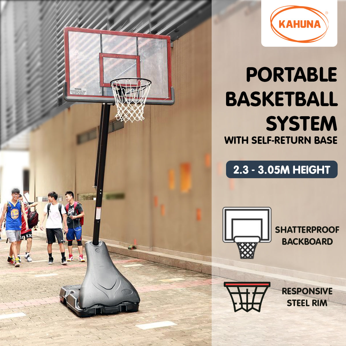 Kahuna Portable Basketball Ring Stand w/ Adjustable Height Ball Holder Kahuna