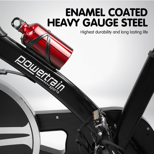 Powertrain Home Gym Flywheel Exercise Spin Bike - Black Powertrain