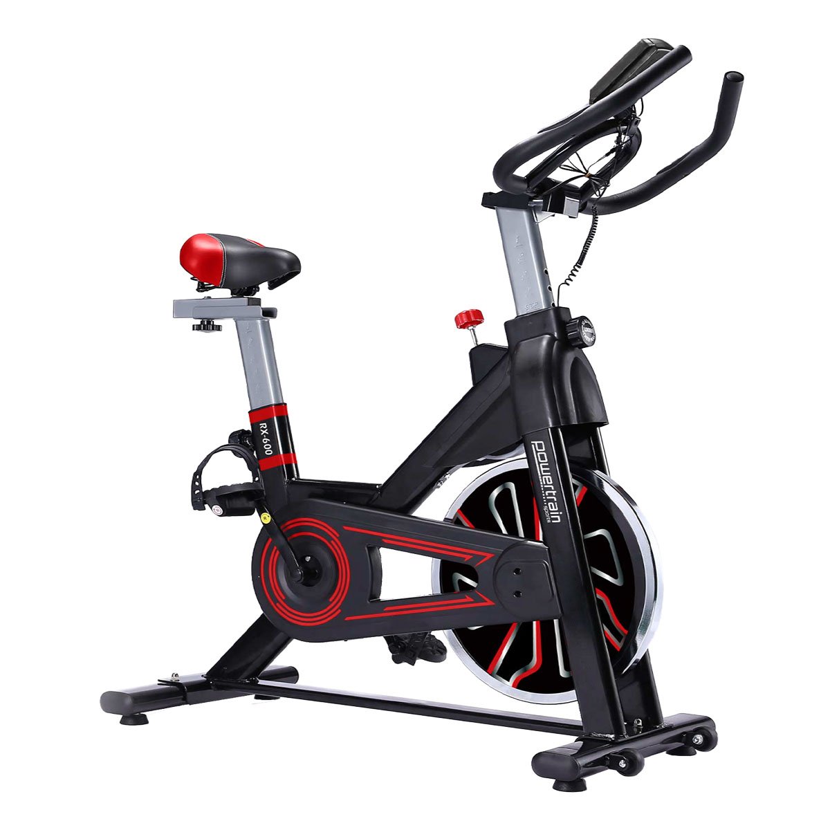 Powertrain RX-600 Exercise Spin Bike Cardio Cycle - Red Powertrain