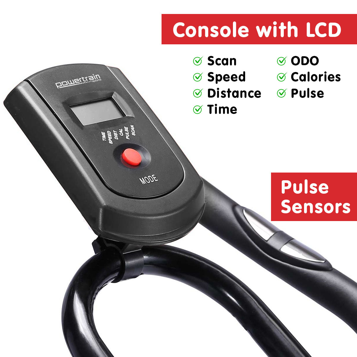 Powertrain RX-600 Exercise Spin Bike Cardio Cycle - Red Powertrain