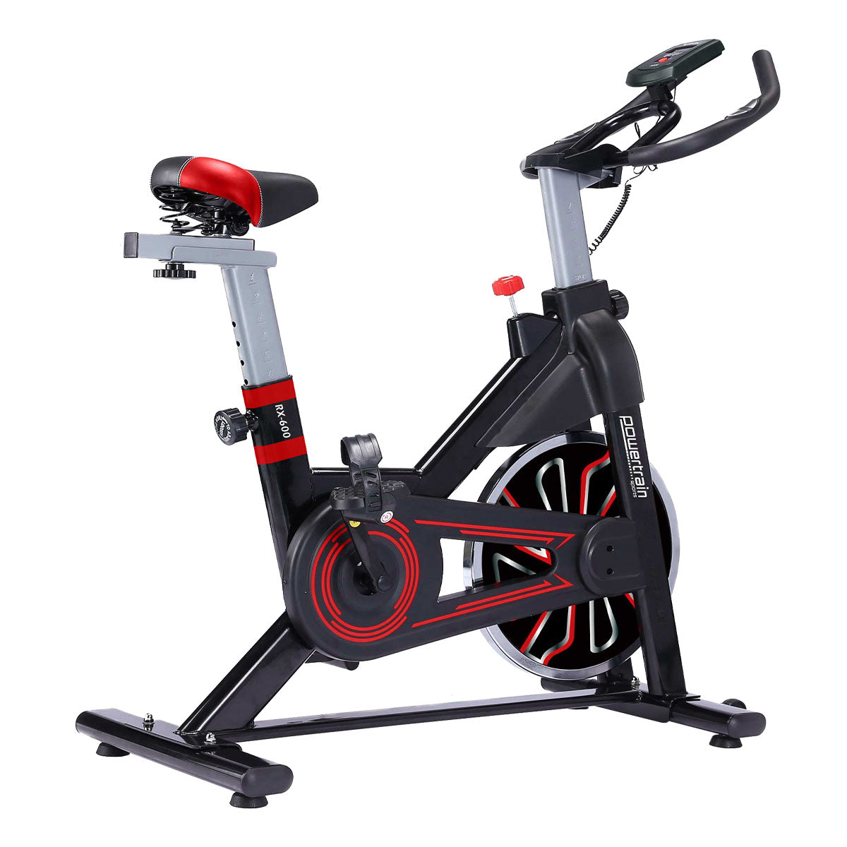 Powertrain RX-600 Exercise Spin Bike Cardio Cycle - Red Powertrain