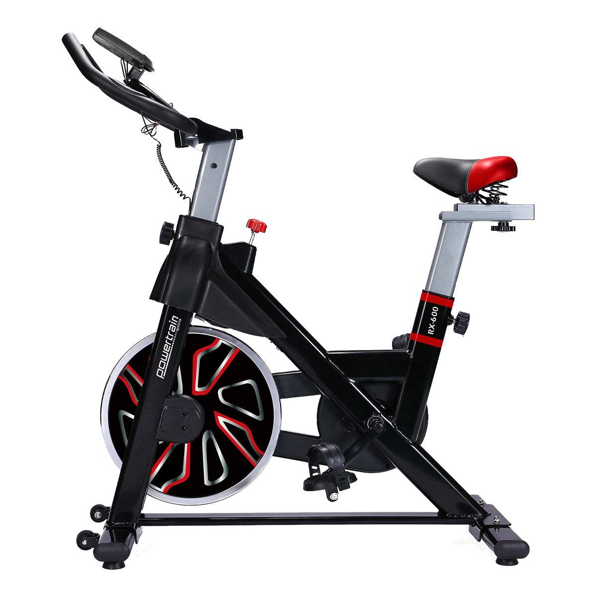 Powertrain RX-600 Exercise Spin Bike Cardio Cycle - Red Powertrain