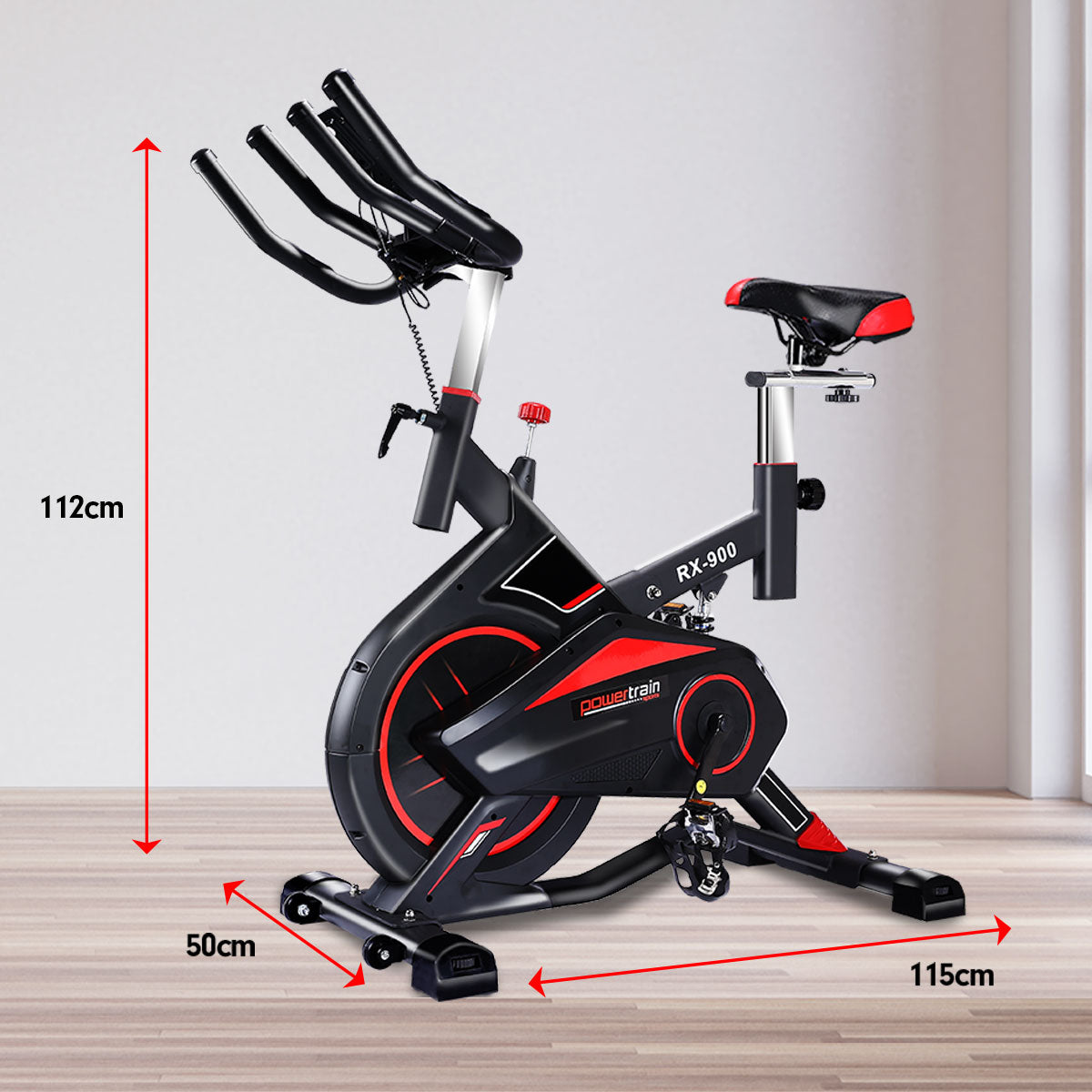 Powertrain RX-900 Exercise Spin Bike Cardio Cycling - Red Powertrain