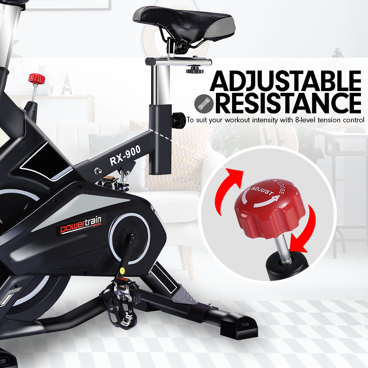 Powertrain RX-900 Exercise Spin Bike Cardio Cycling - Silver Powertrain