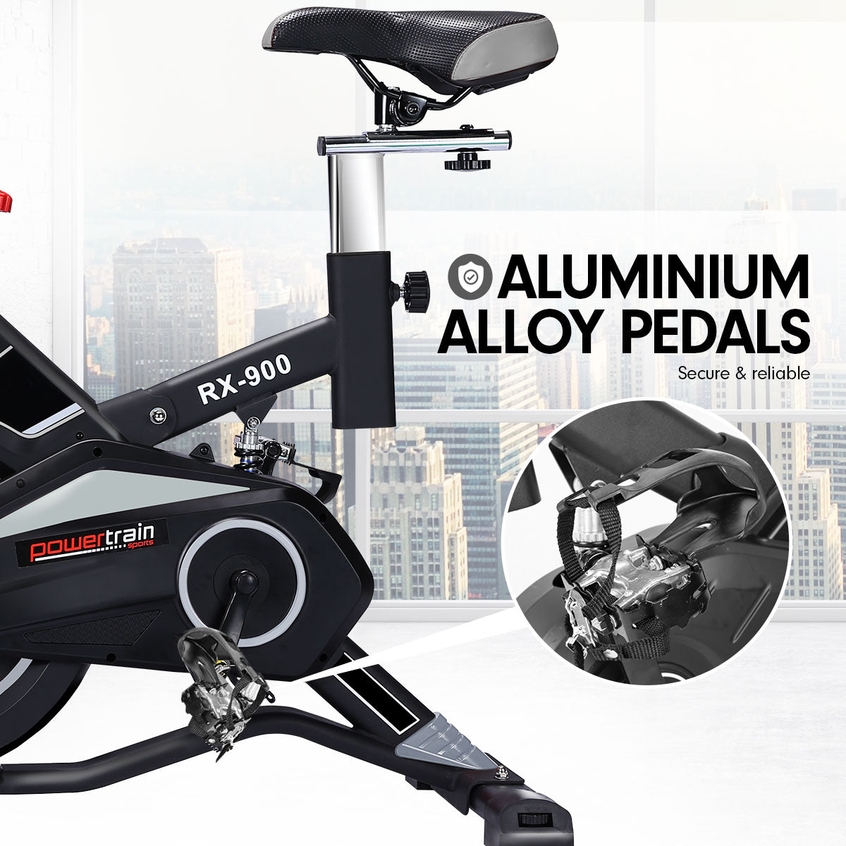 Powertrain RX-900 Exercise Spin Bike Cardio Cycling - Silver Powertrain