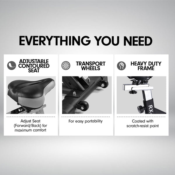 Powertrain RX-900 Exercise Spin Bike Cardio Cycling - Silver Powertrain