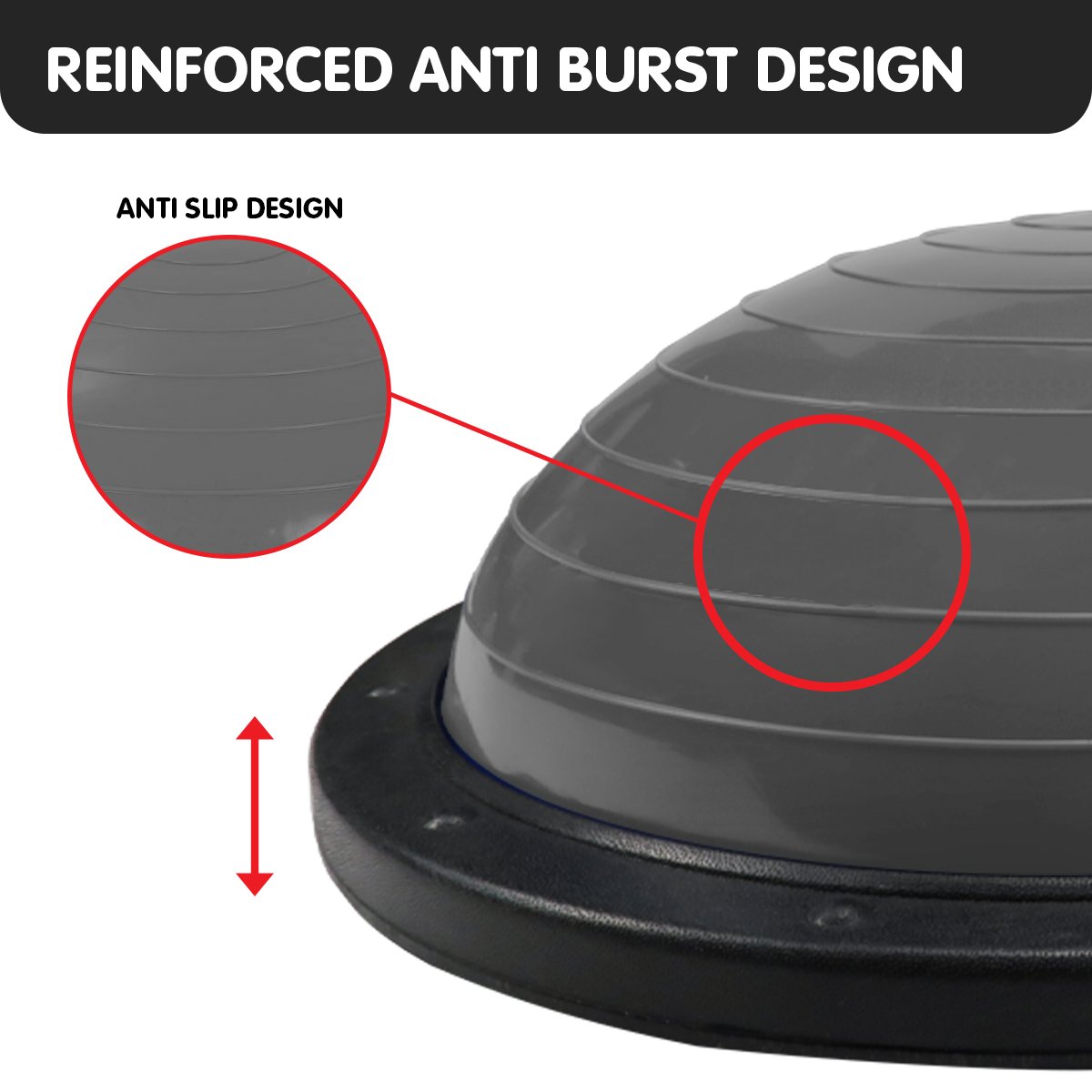 Powertrain Fitness Yoga Ball Home Gym Workout Balance Trainer Grey Powertrain