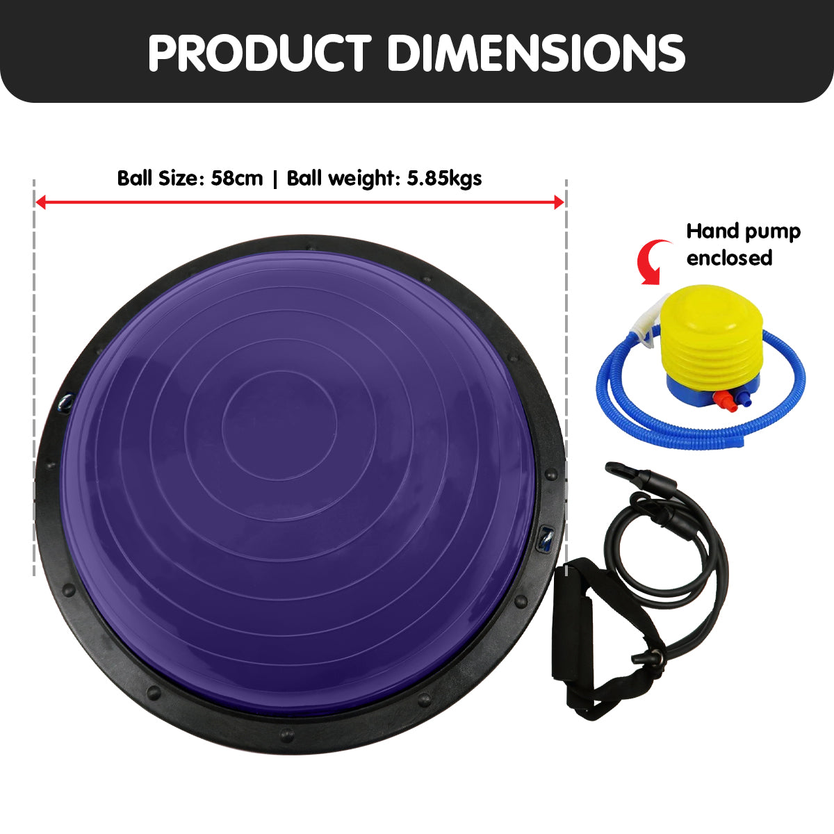 Powertrain Fitness Yoga Ball Home Gym Workout Balance Trainer Purple Powertrain