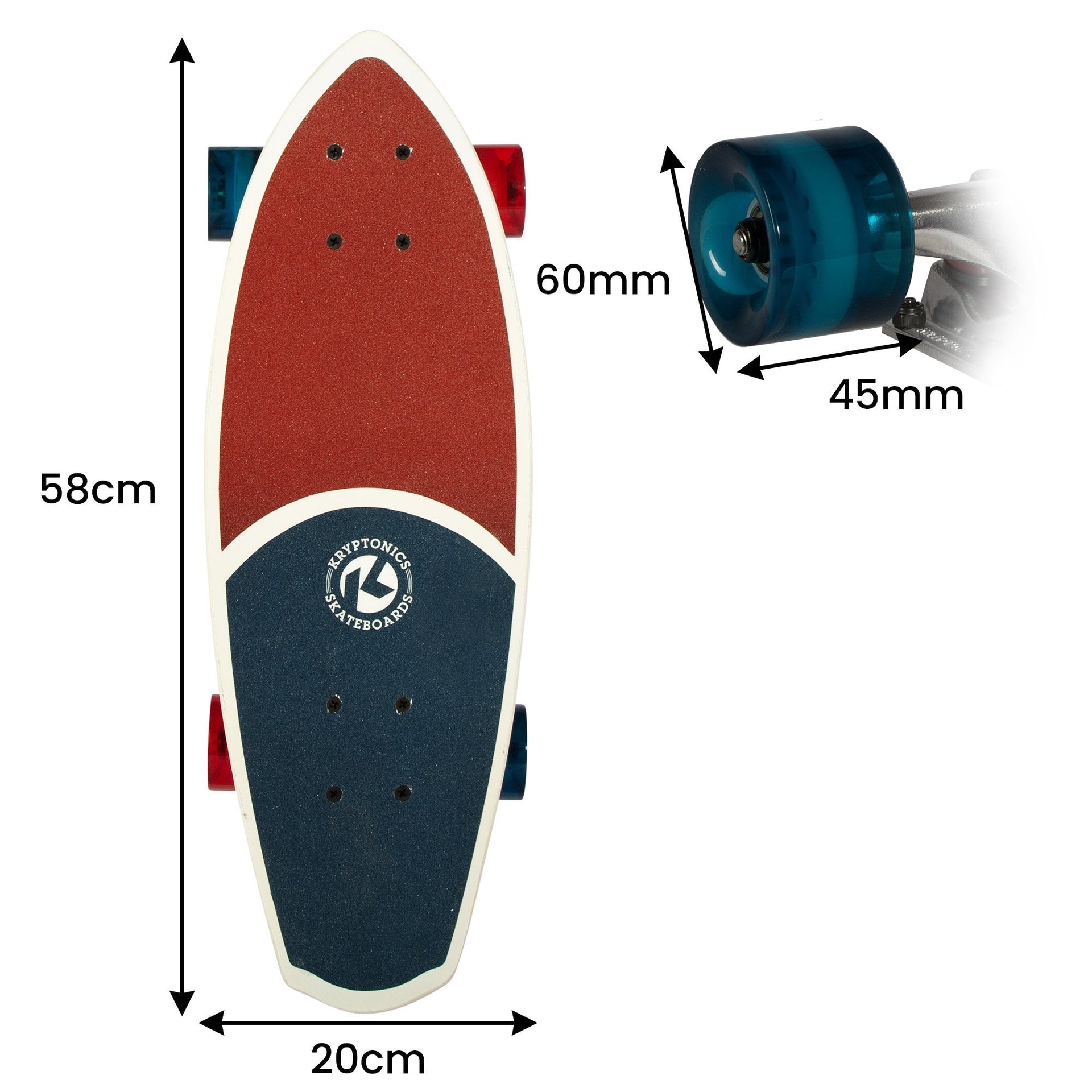 Bravo Sports Kryptonics 23-inch Mini Fat Cruiser Board In Liberty Blue Does not apply