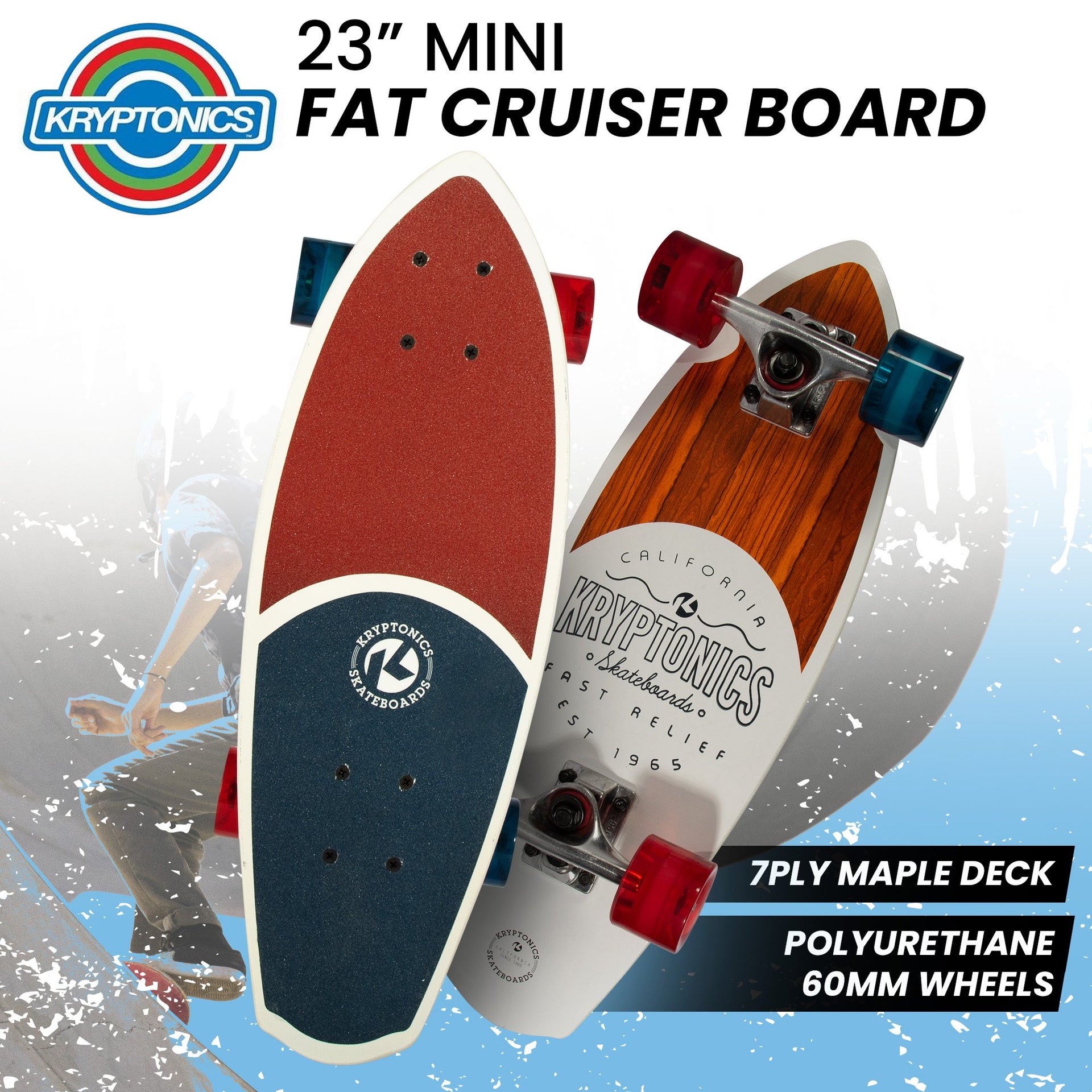 Bravo Sports Kryptonics 23-inch Mini Fat Cruiser Board In Liberty Blue Does not apply