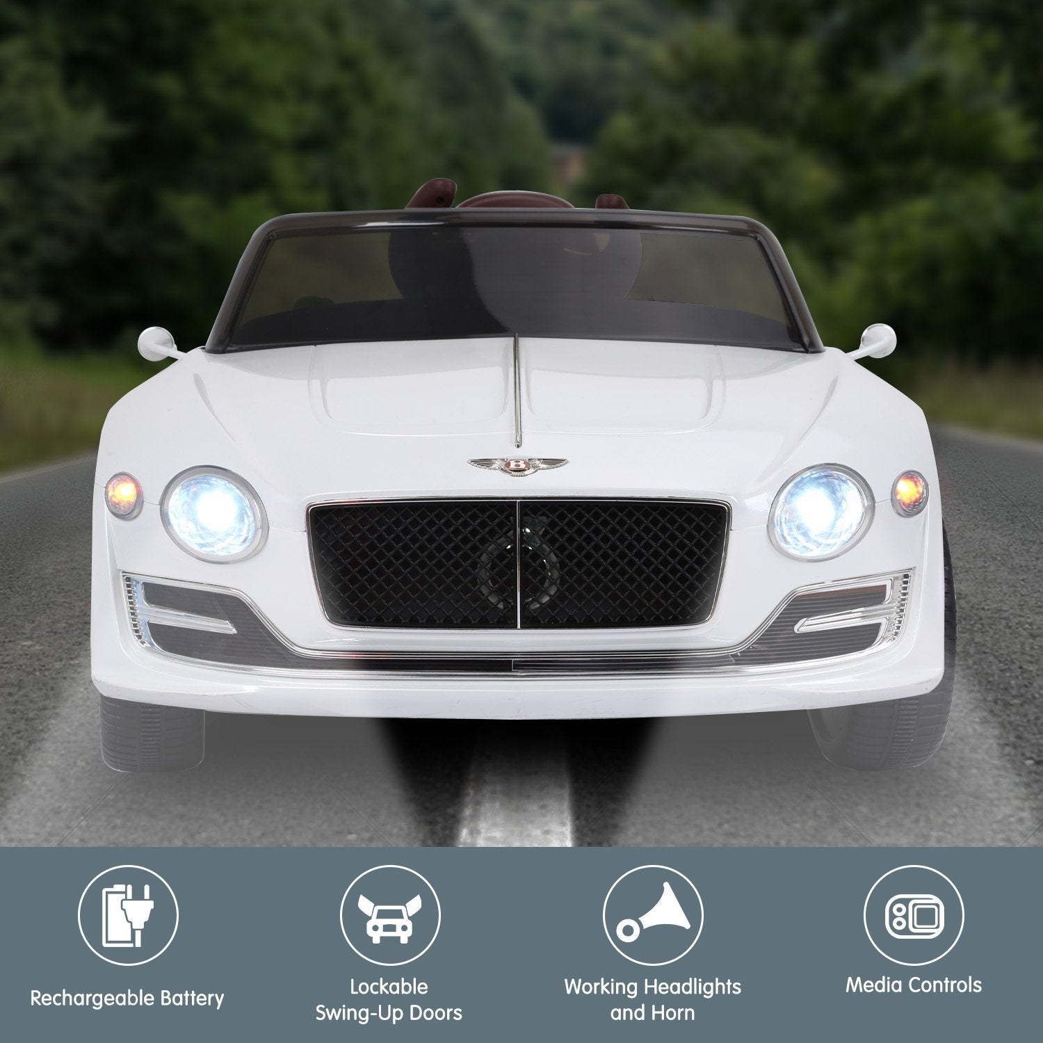 Kahuna Bentley Exp 12 Speed 6E Licensed Kids Ride On Electric Car Remote Control - White Kahuna