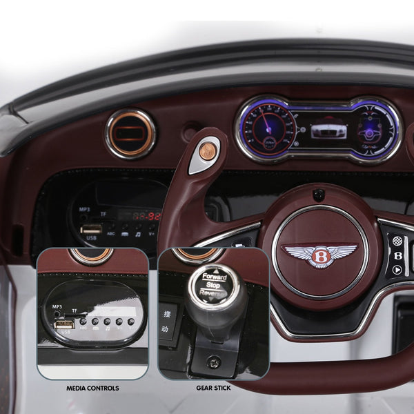 Kahuna Bentley Exp 12 Speed 6E Licensed Kids Ride On Electric Car Remote Control - White Kahuna