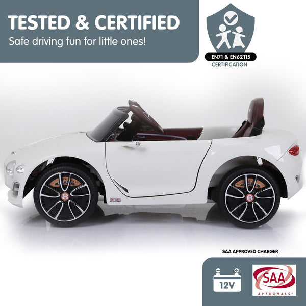 Kahuna Bentley Exp 12 Speed 6E Licensed Kids Ride On Electric Car Remote Control - White Kahuna