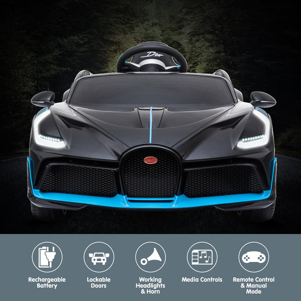 Kahuna Licensed Bugatti Divo Kids Electric Ride On Car - Black Kahuna