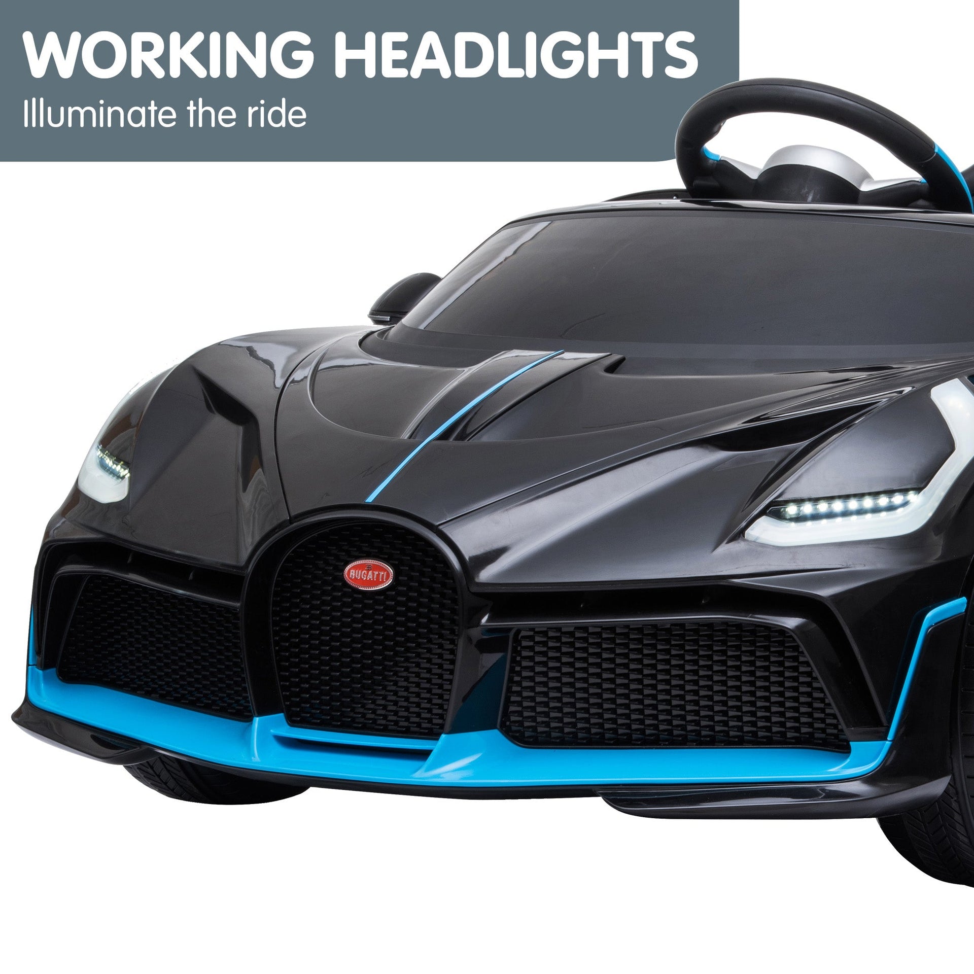 Kahuna Licensed Bugatti Divo Kids Electric Ride On Car - Black Kahuna