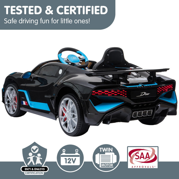 Kahuna Licensed Bugatti Divo Kids Electric Ride On Car - Black Kahuna