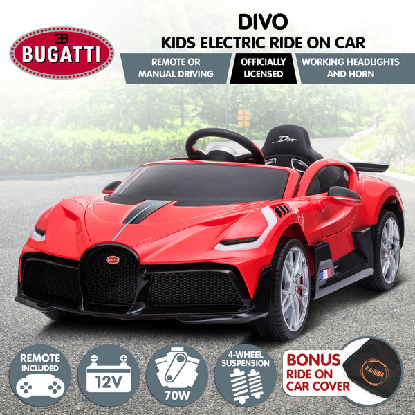 Kahuna Licensed Bugatti Divo Kids Electric Ride On Car - Red Kahuna