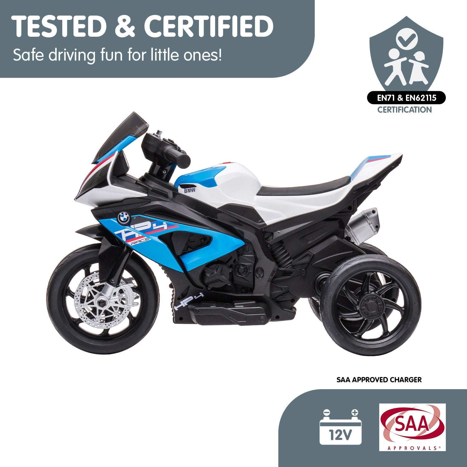 Kahuna Bmw Hp4 Race Kids Ride-on Motorbike In Blue Kahuna