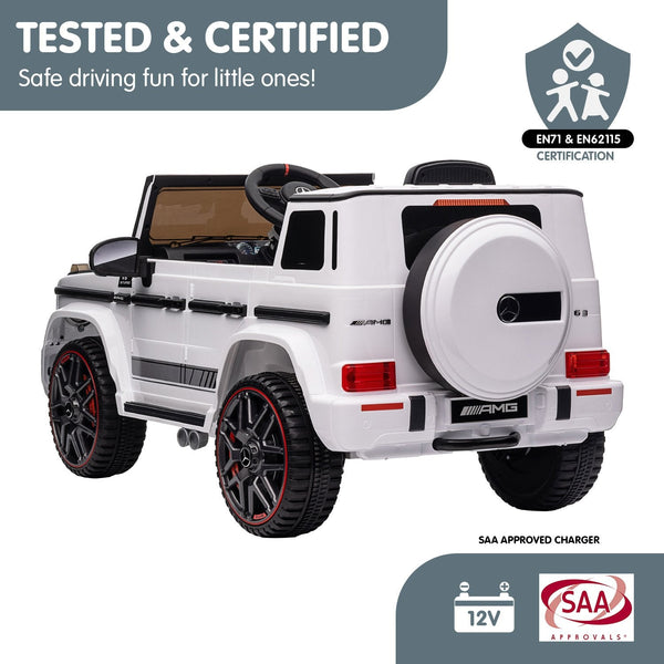 Kahuna Mercedes Benz AMG G63 Licensed Kids Ride On Electric Car Remote Control - White Kahuna