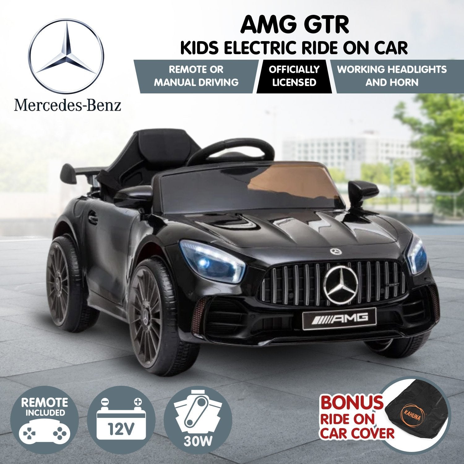 Kahuna Mercedes Benz Licensed Kids Electric Ride On Car Remote Control - Black Kahuna