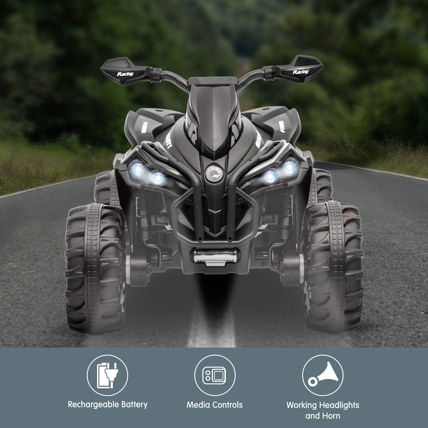 Kahuna GTS99 Kids Electric Ride On Quad Bike Toy ATV 50W - Black Kahuna