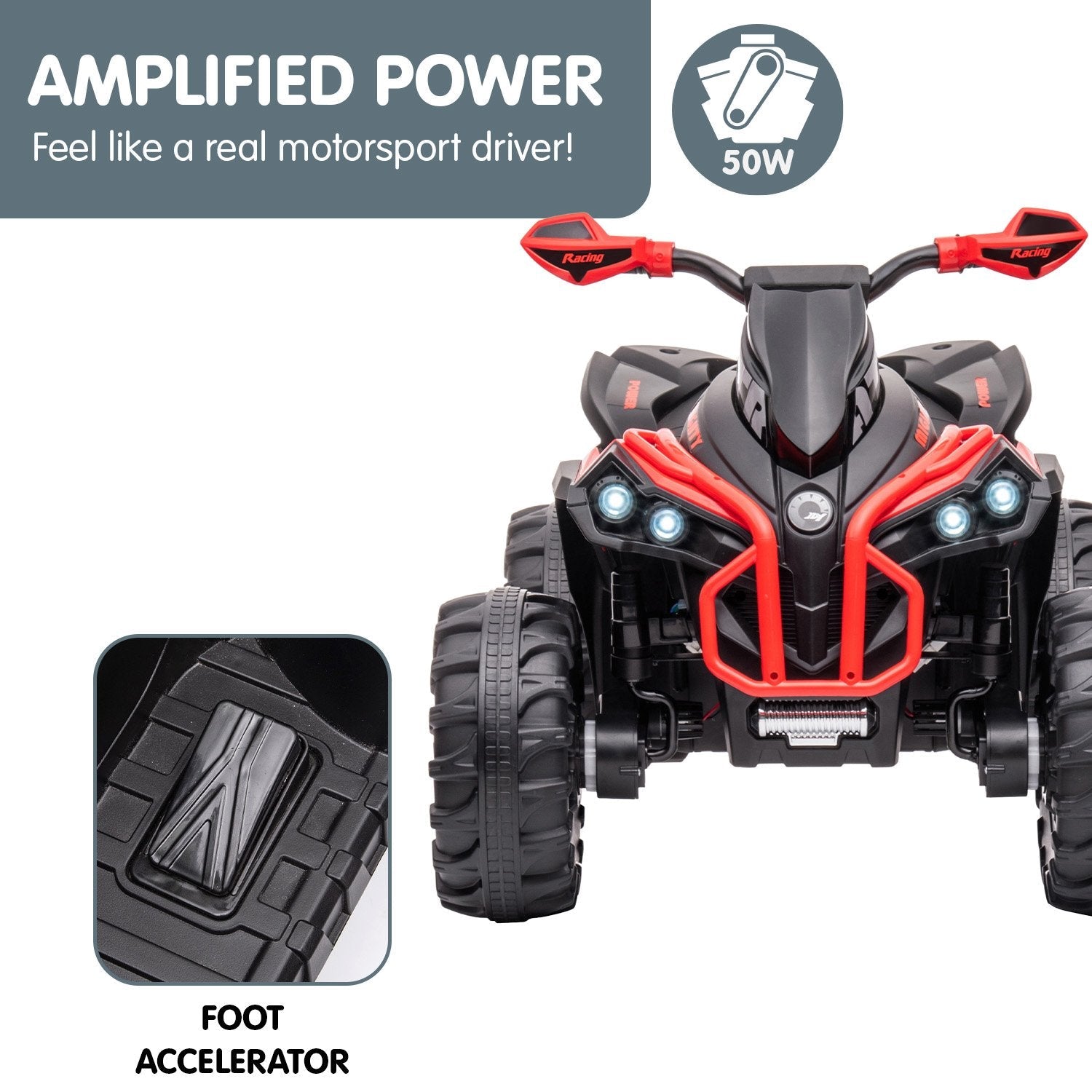 Kahuna GTS99 Kids Electric Ride On Quad Bike Toy ATV 50W - Red Kahuna