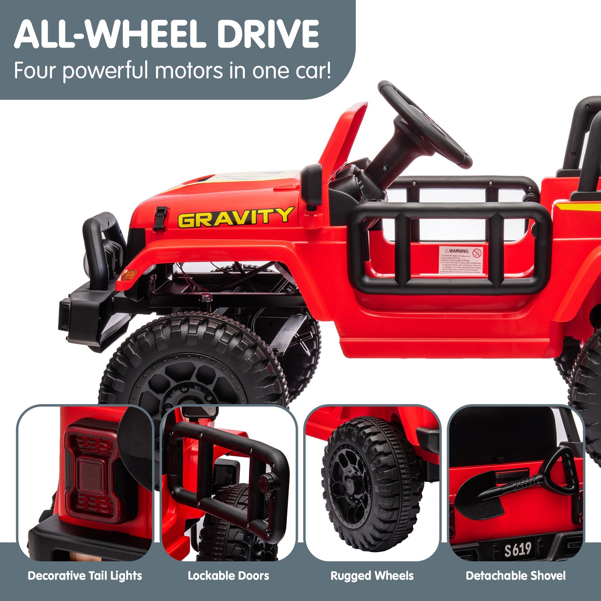 Kahuna S619 Gravity Kids Electric Ride On Car - Red Kahuna