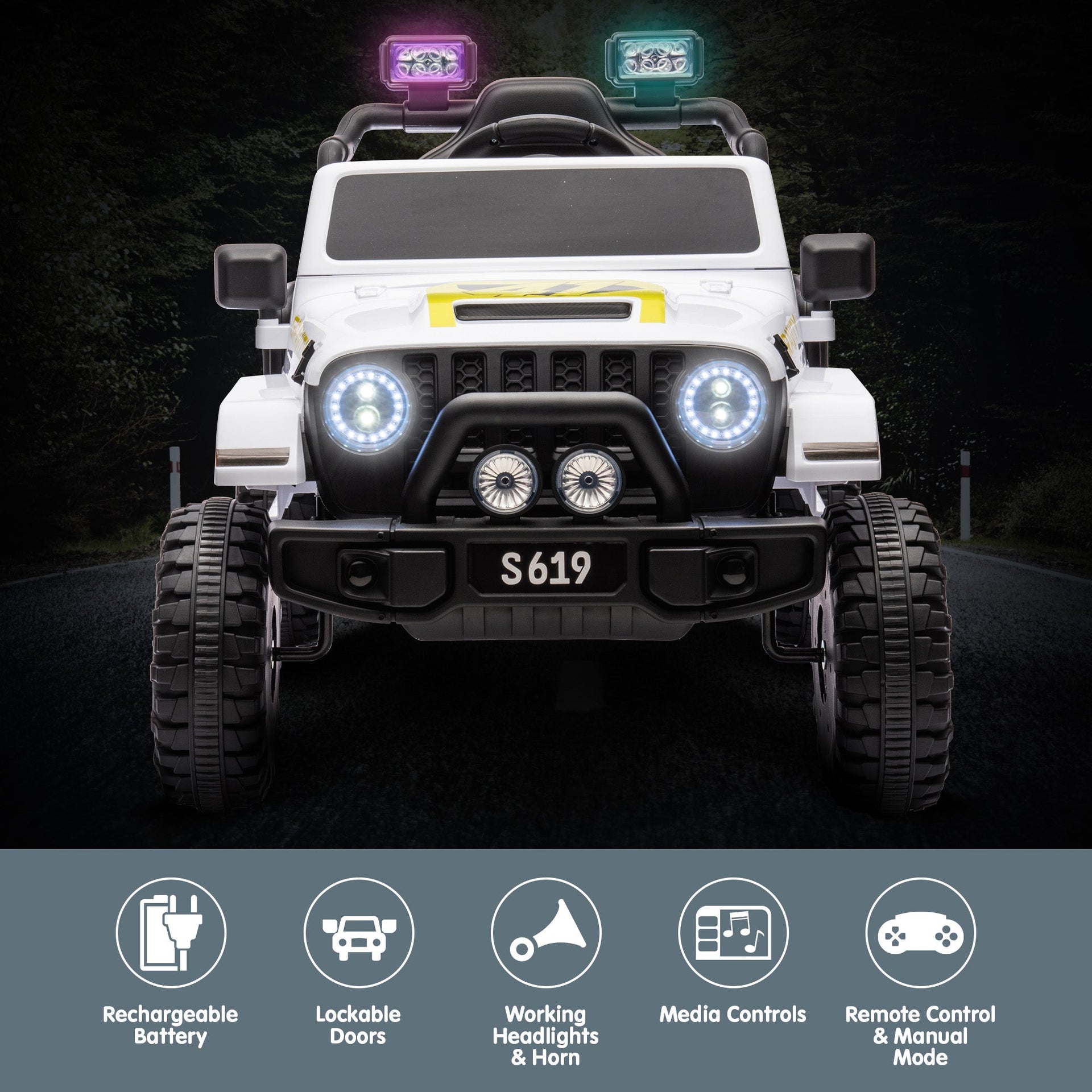 Kahuna S619 Gravity Kids Electric Ride On Car - White Kahuna